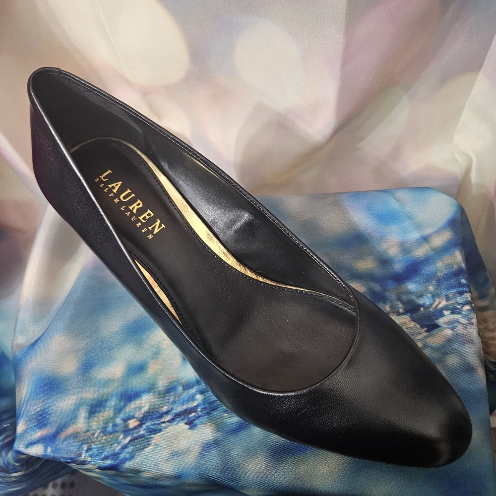 Ralph Lauren Black Harper Heels in Kidskin Leather, Limited Edition 8.5
